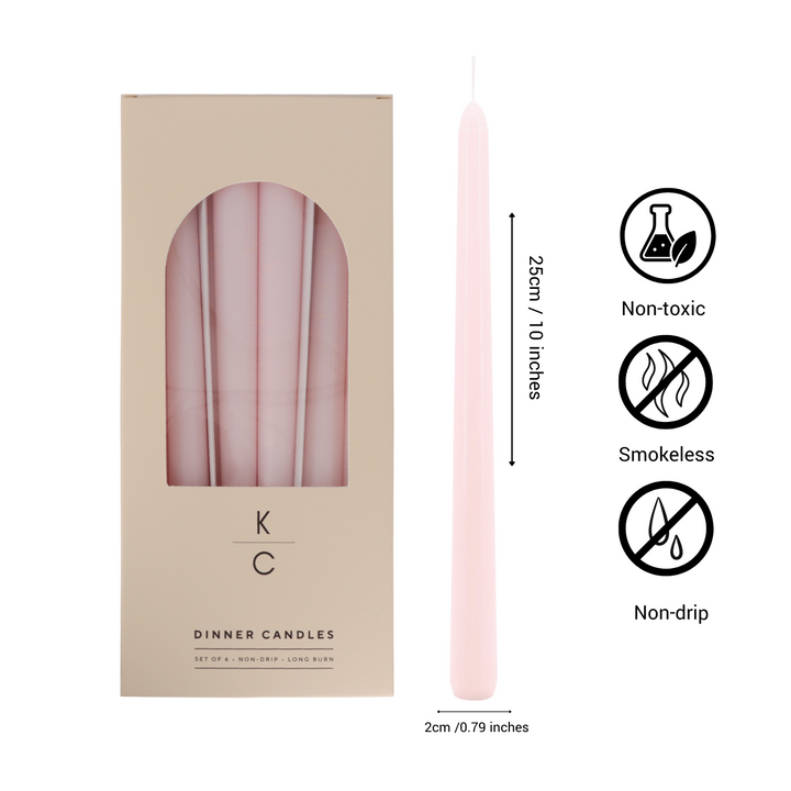 Pink Clouds 10-Inch Dinner Taper Candles (Box of 6)