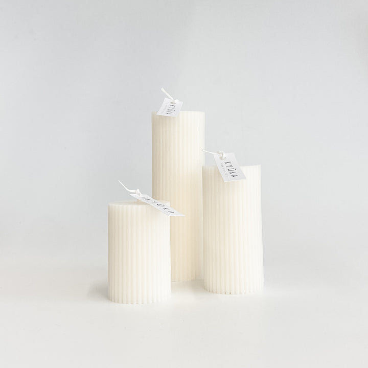 Thin Ribbed Pillar set of 3 Small, Medium & Large
