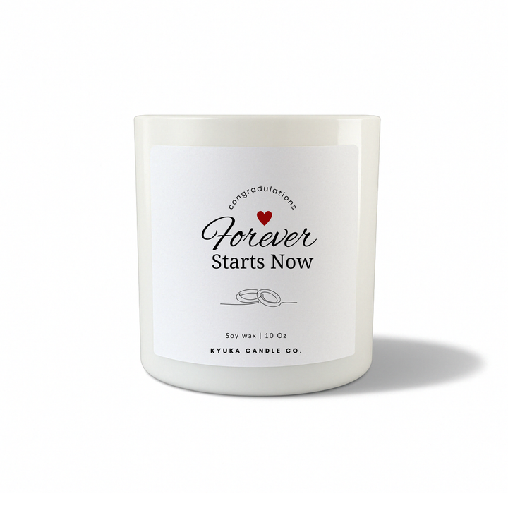 Custom Text Soy Wax Candle – Forever Starts now White Jar