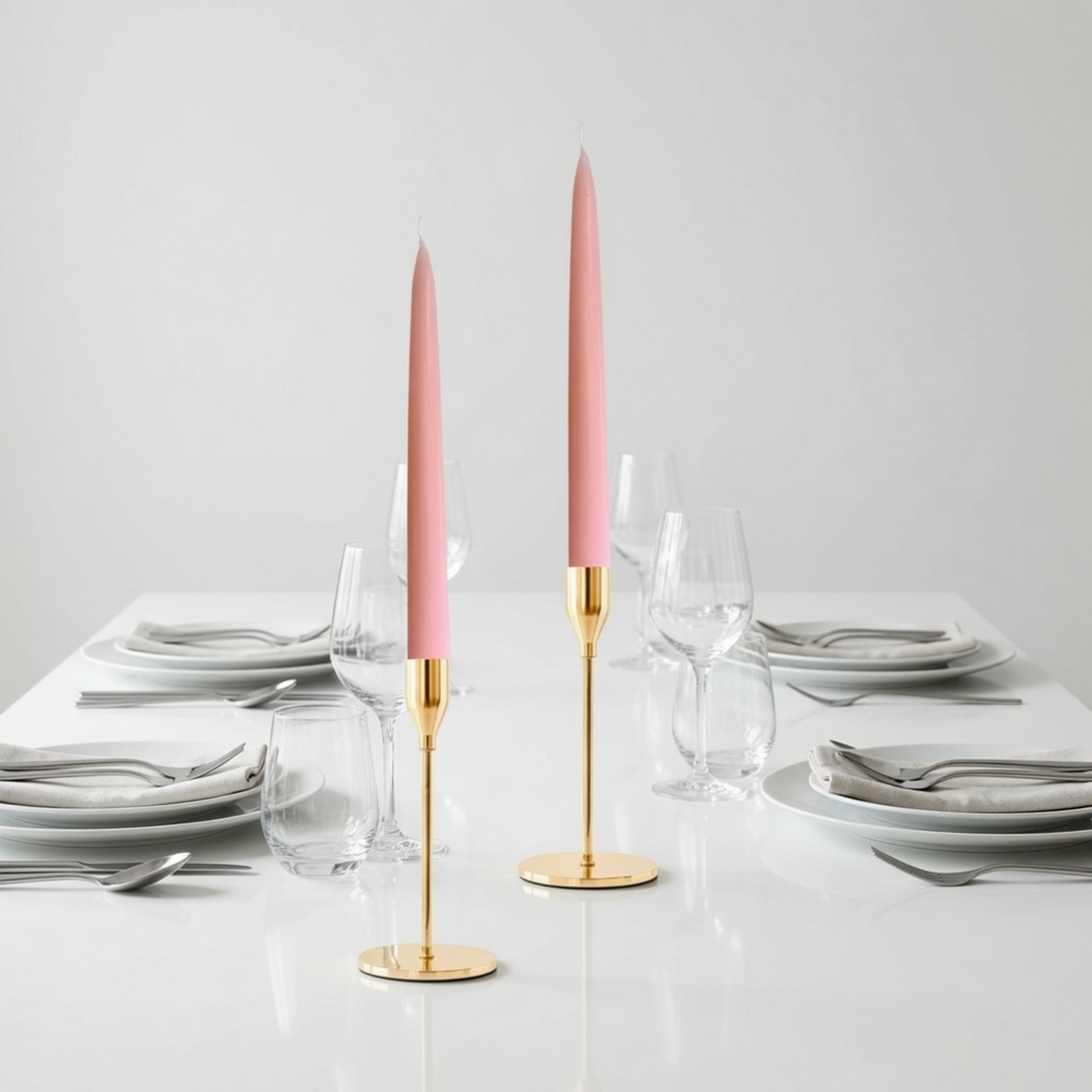 Soft Peach Dinner Candles — Pack of 12