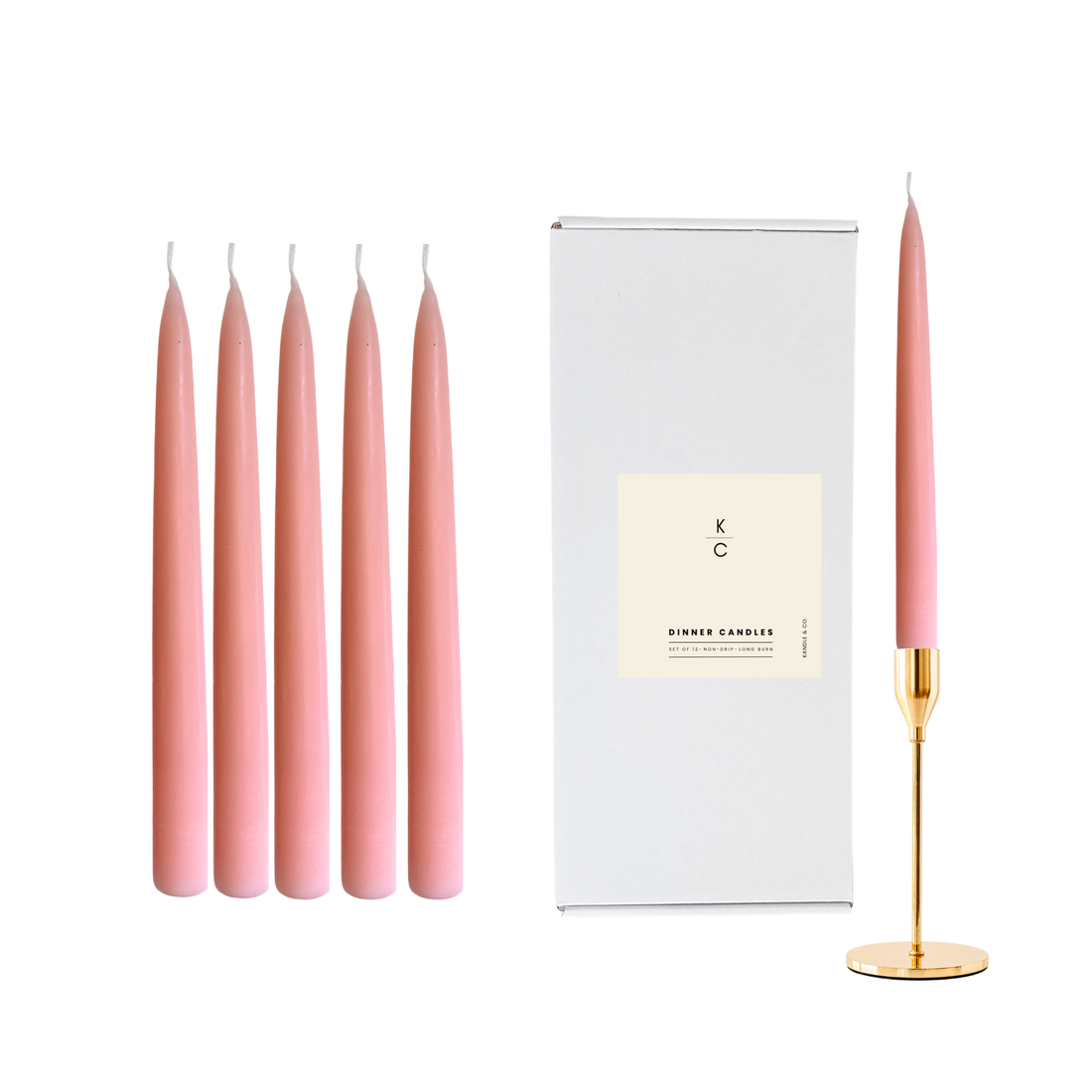 Soft Peach Dinner Candles — Pack of 12