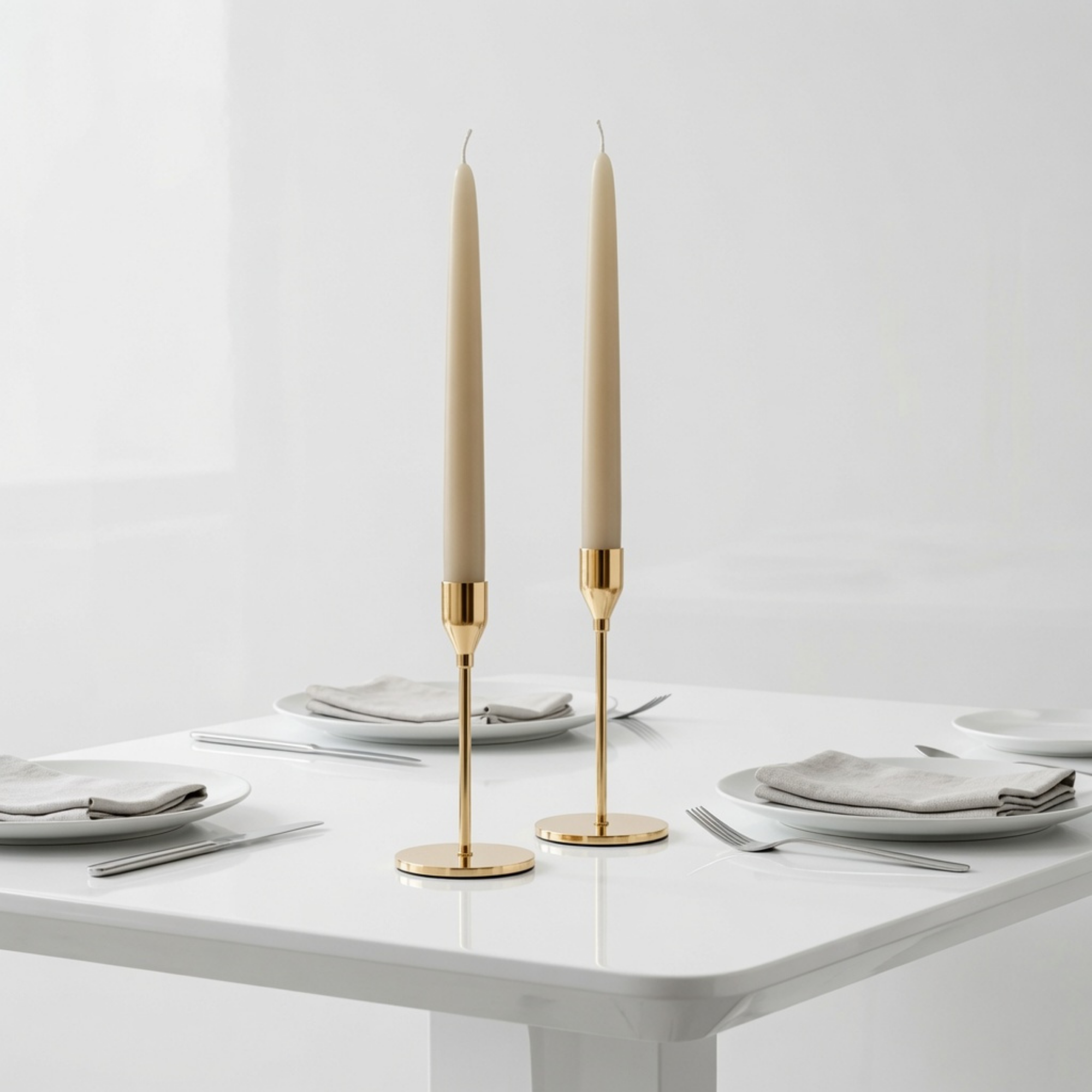 Light Sand Dinner Candles — Pack of 12