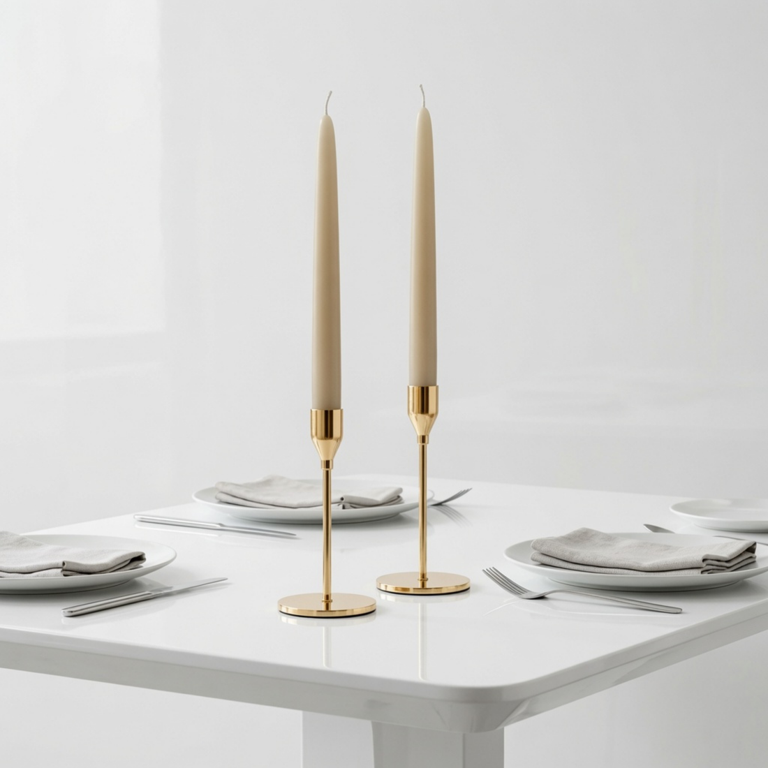 Light Sand Dinner Candles — Pack of 12