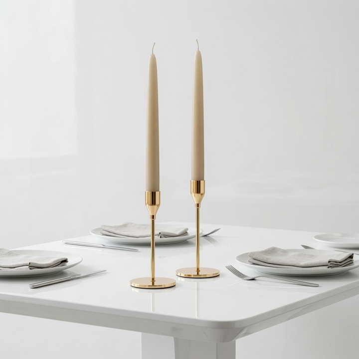 Light Sand Dinner Candles — Pack of 12