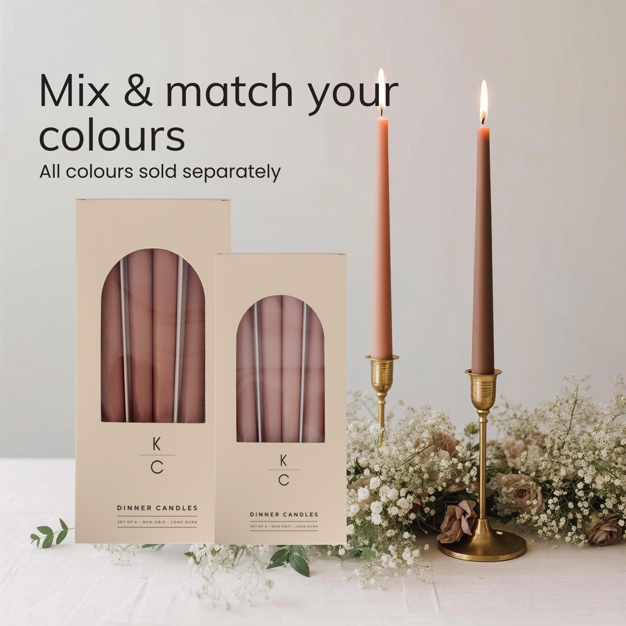 Latte 10-Inch Dinner Taper Candles (Box of 6)