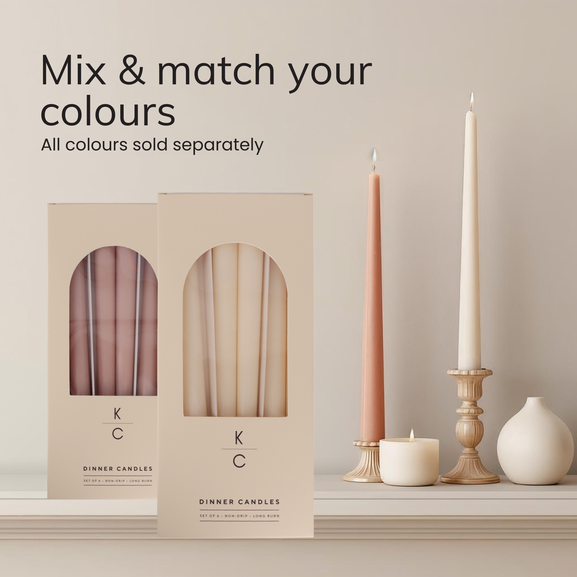 Ivory 10-Inch Dinner Taper Candles (Box of 6)