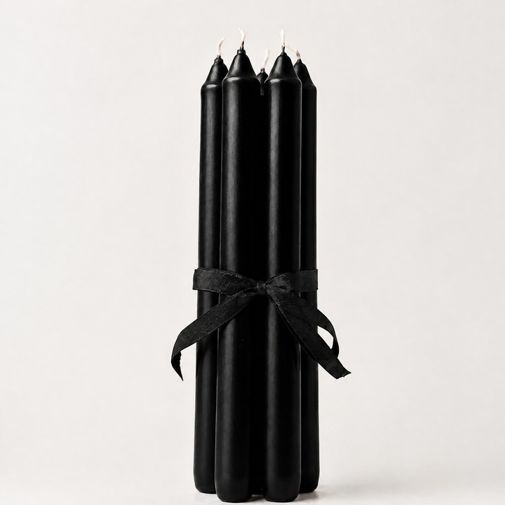 Black Hand Dipped Church Candles (Pack of 6)