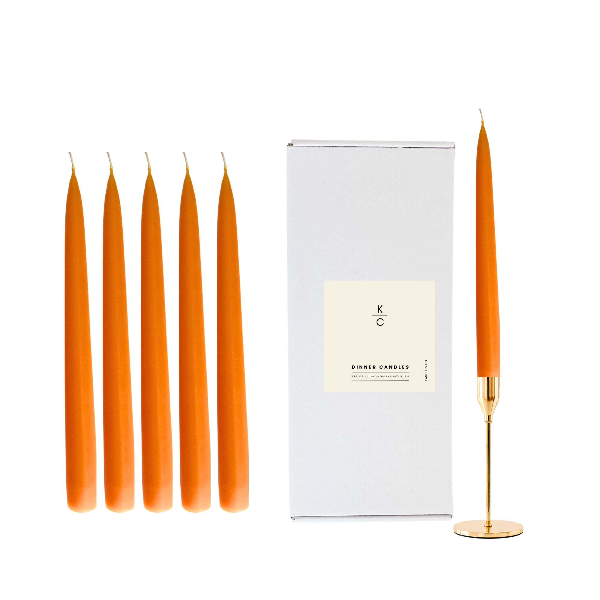 Deep Orange Dinner Candles — Pack of 12