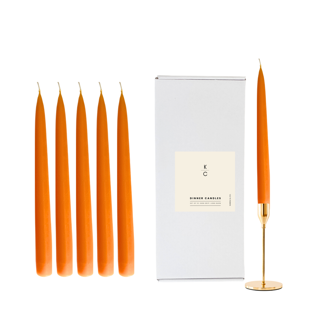 Deep Orange Dinner Candles — Pack of 12