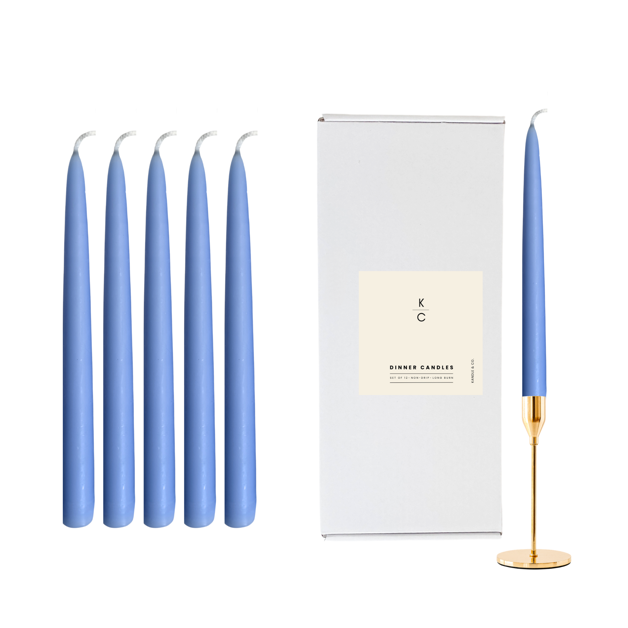 Sky Blue Dinner Candles — Pack of 12