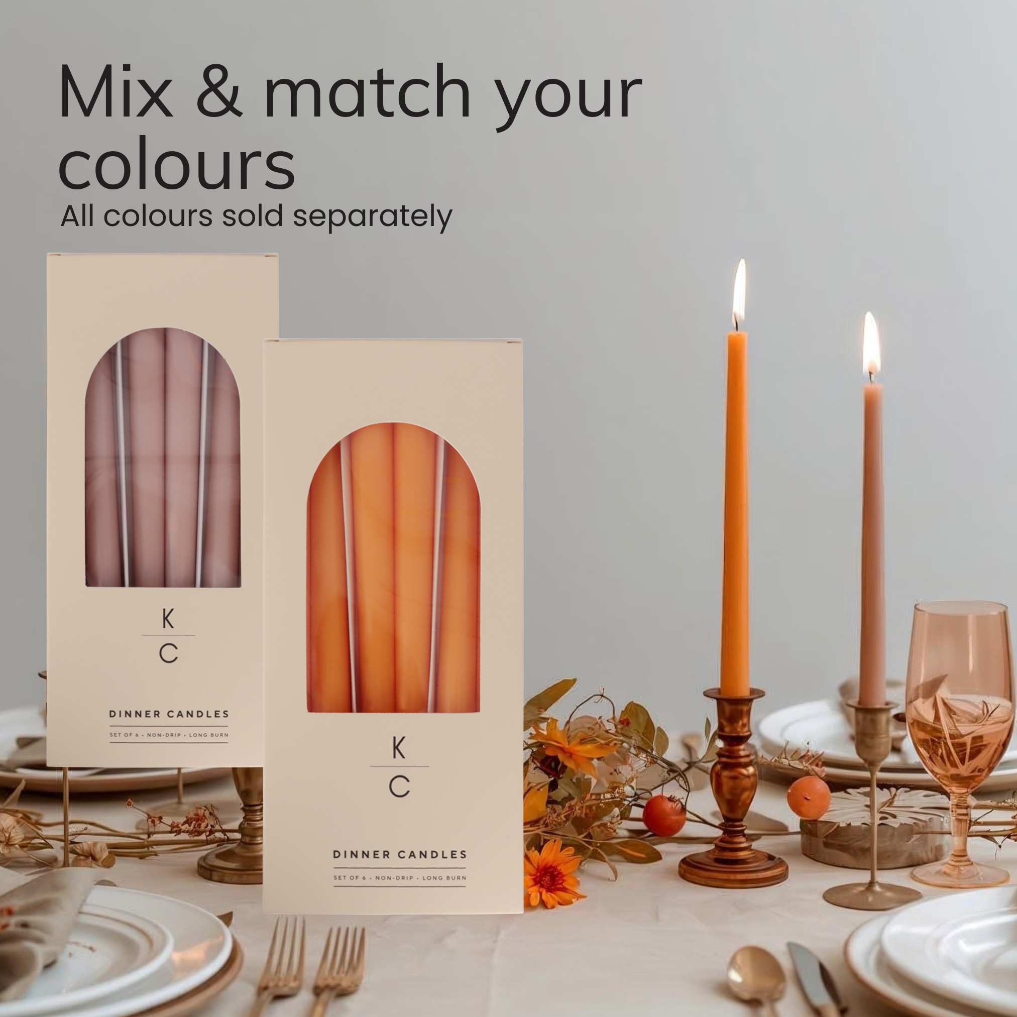 Orange 10-Inch Dinner Taper Candles (Box of 6)