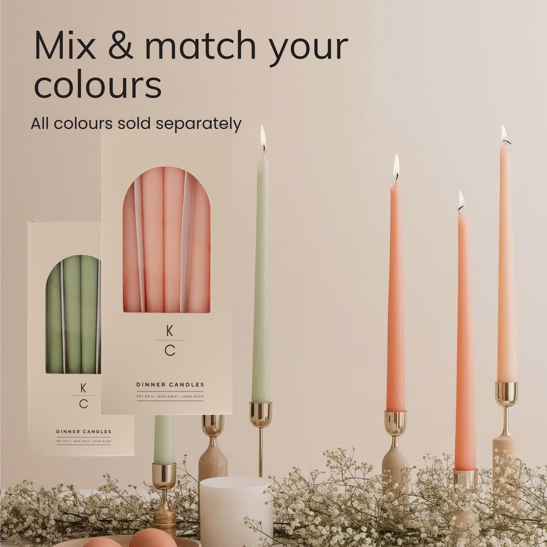 Peach 10-Inch Dinner Taper Candles (Box of 6)