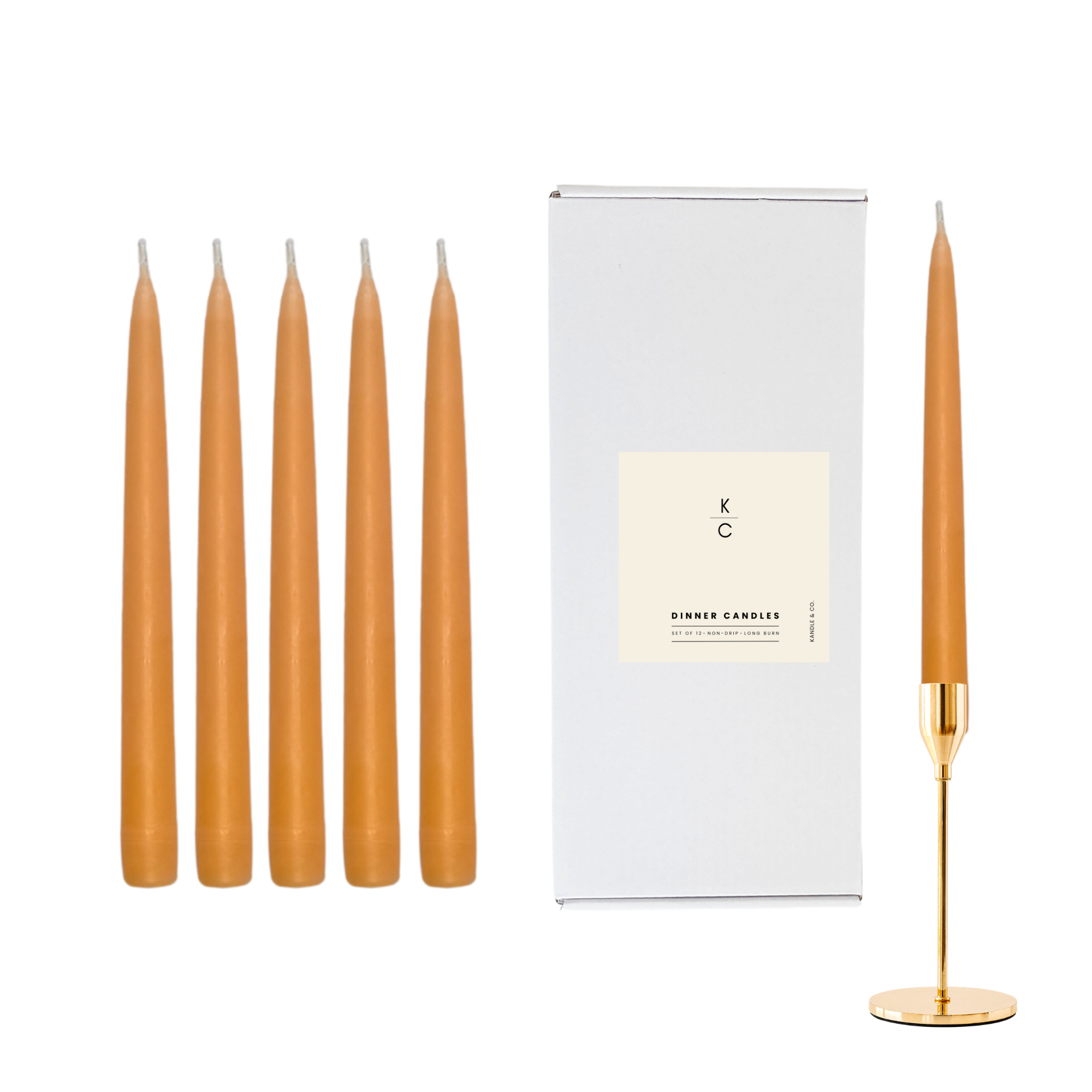 Sunset Orange Dinner Candles — Pack of 12