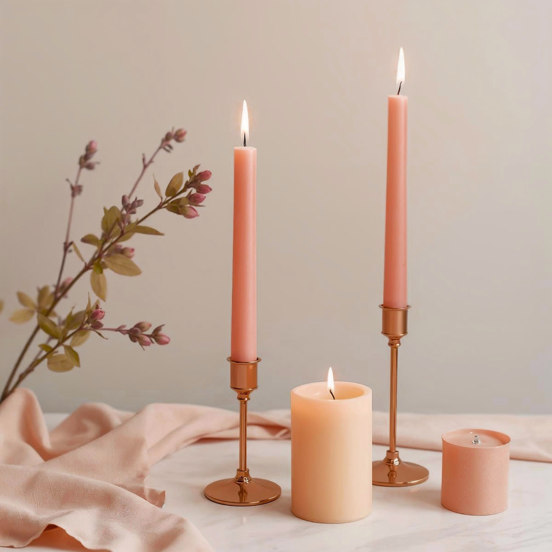Coral 10-Inch Dinner Taper Candles (Box of 6)