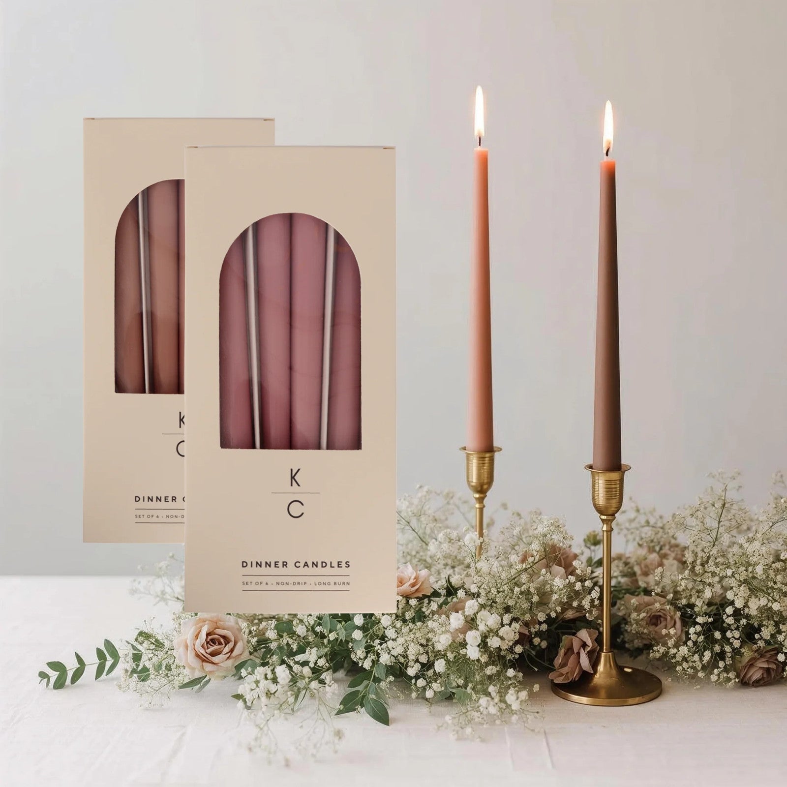 Rose 10-Inch Dinner Taper Candles (Box of 6)