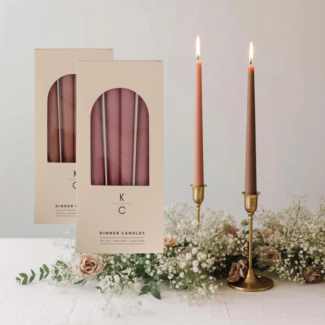 Rose 10-Inch Dinner Taper Candles (Box of 6)