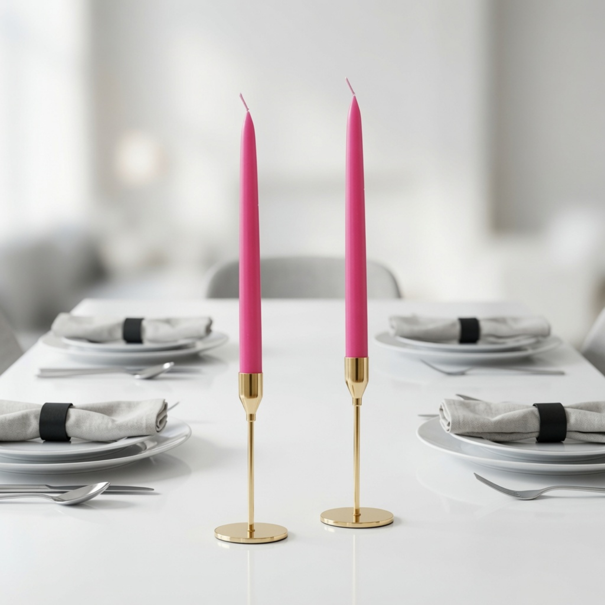 Hot Pink Dinner Candles — Pack of 12