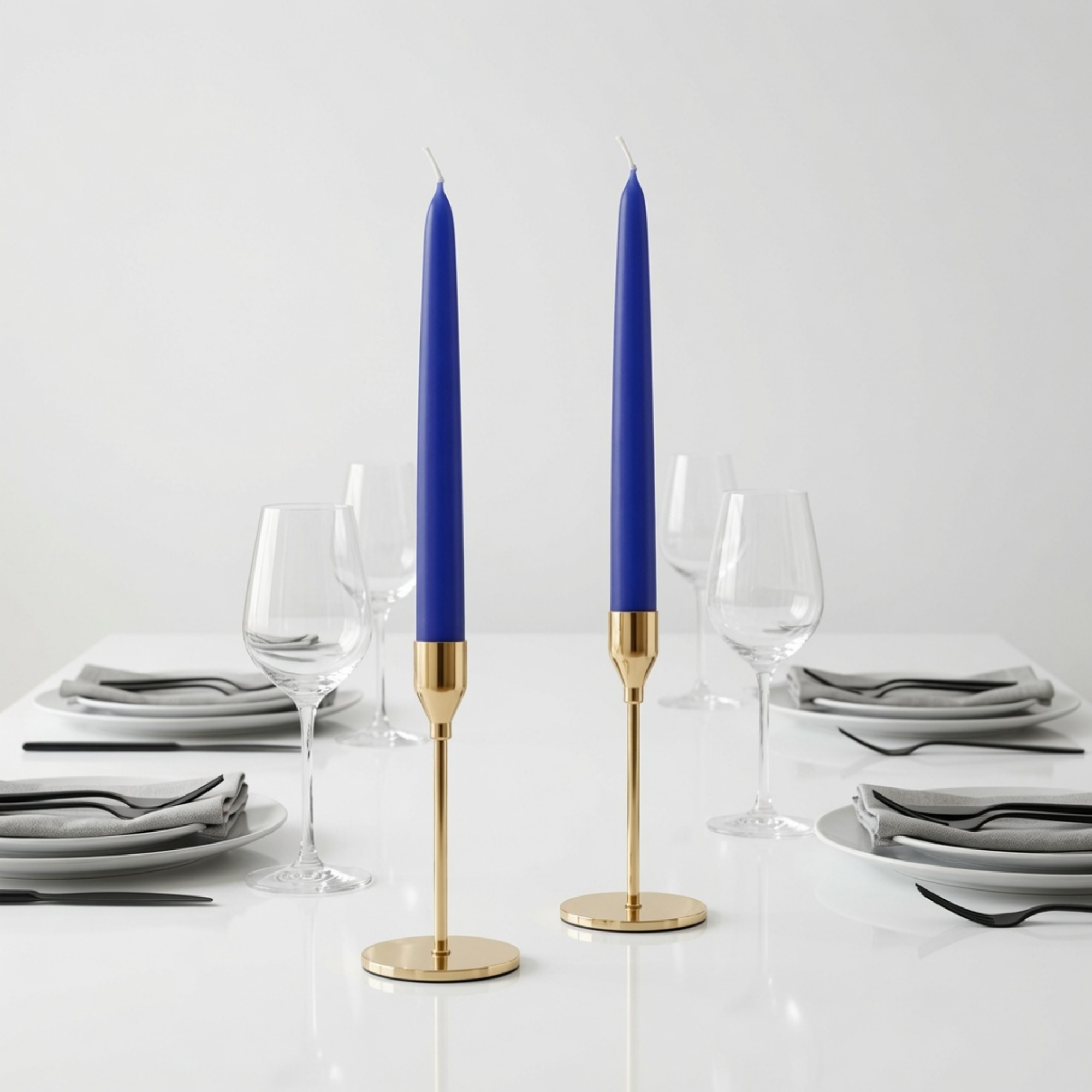 Indigo Blue Dinner Candles — Pack of 12