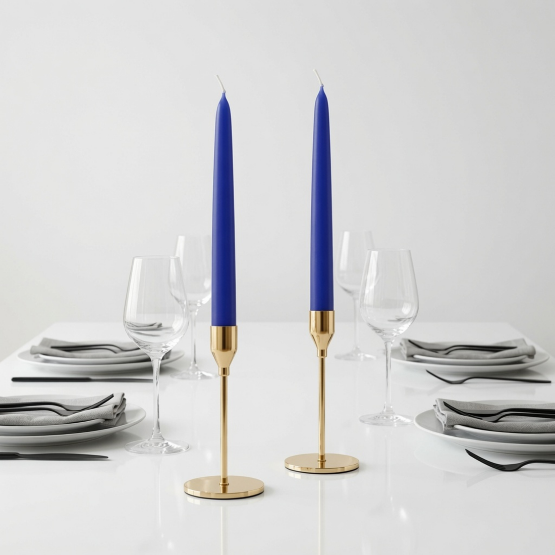 Indigo Blue Dinner Candles — Pack of 12