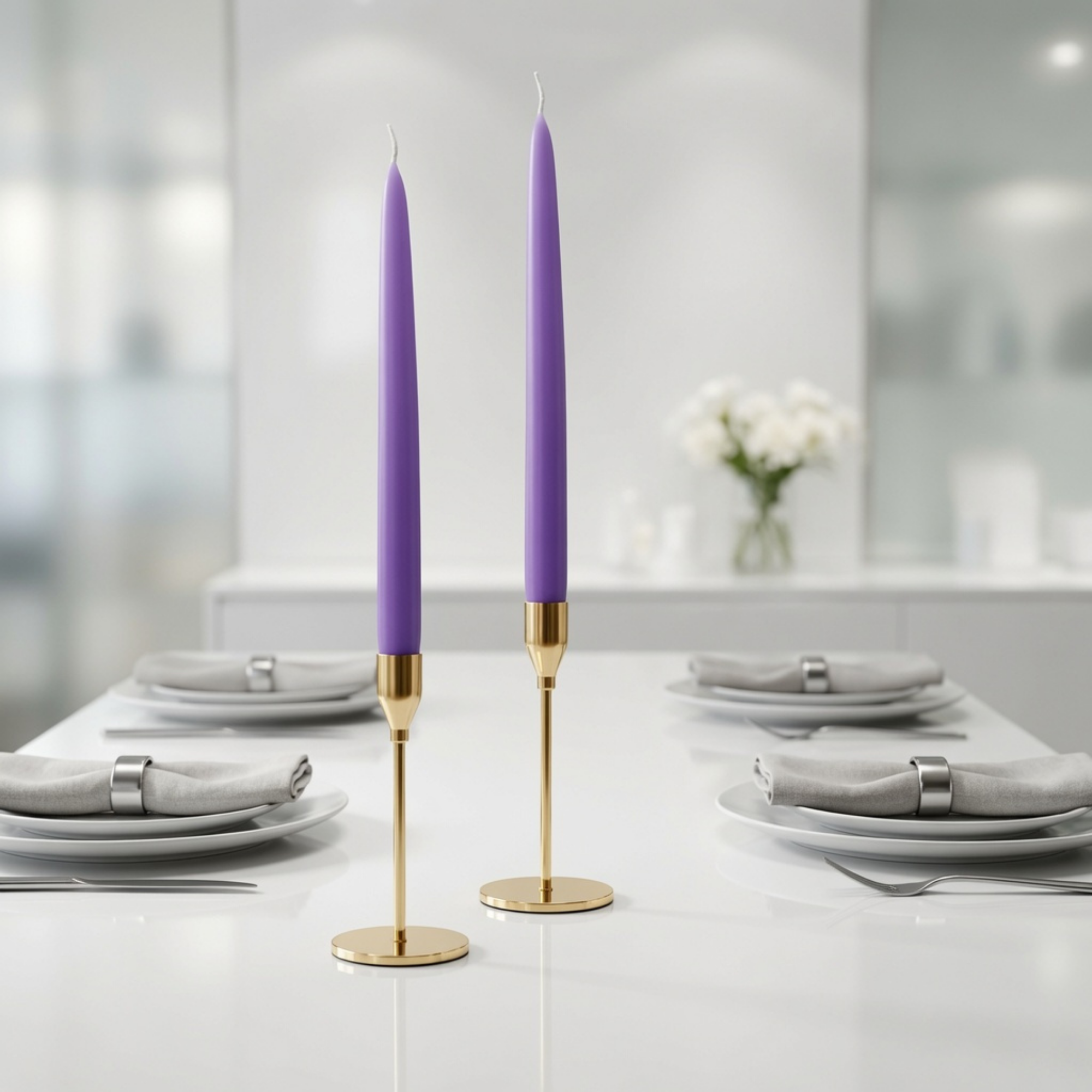 Violet Dinner Candles — Pack of 12