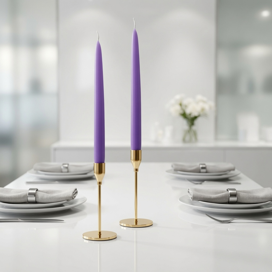 Violet Dinner Candles — Pack of 12