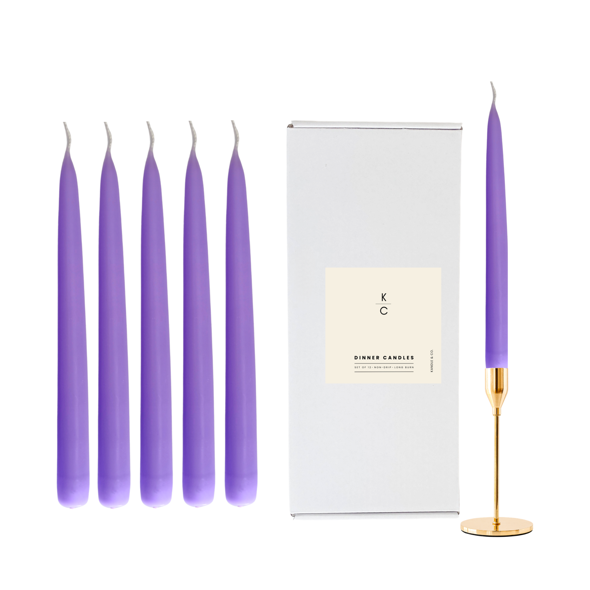 Violet Dinner Candles — Pack of 12