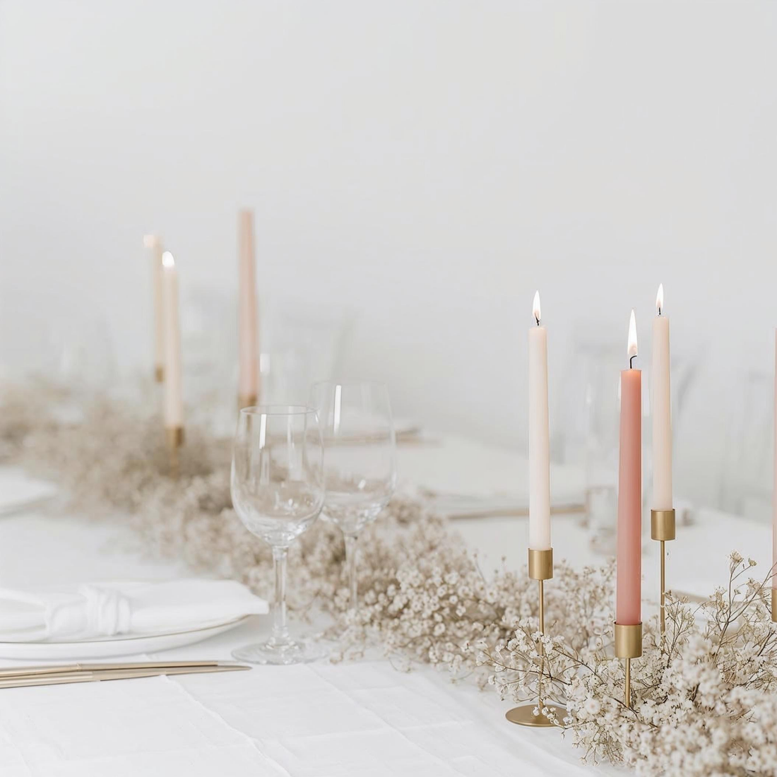 Beige 10-Inch Dinner Taper Candles (Box of 6)