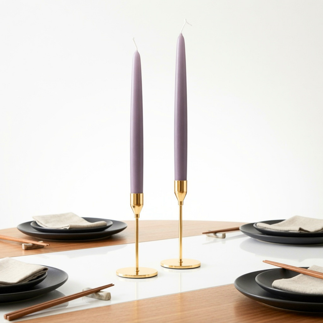Dove Grey Dinner Candles — Pack of 12