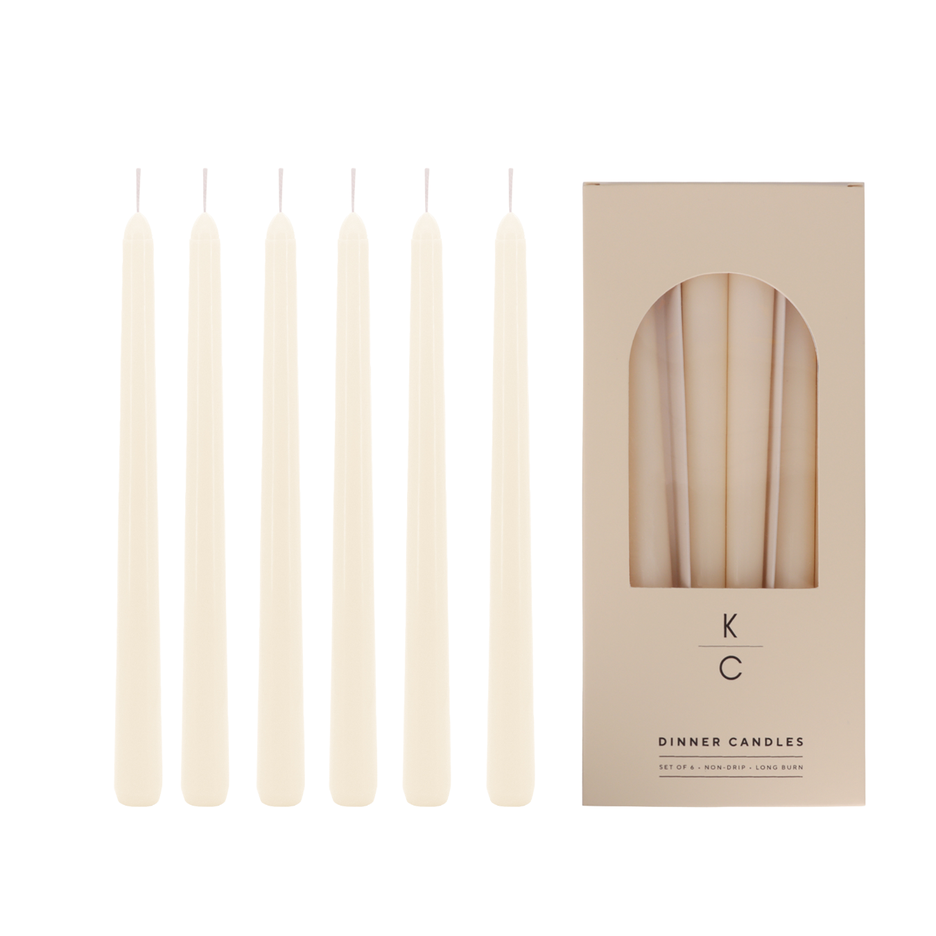 Ivory 10-Inch Dinner Taper Candles (Box of 6)