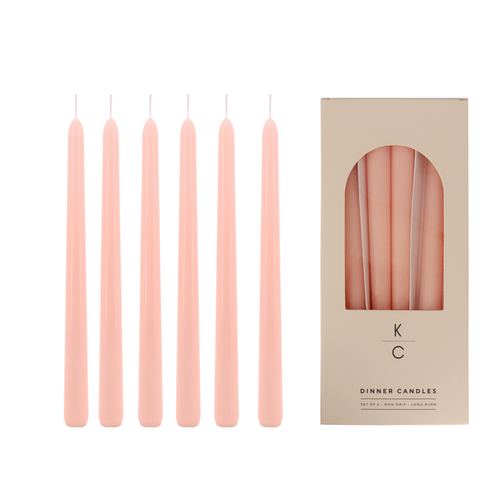 Peach 10-Inch Dinner Taper Candles (Box of 6)