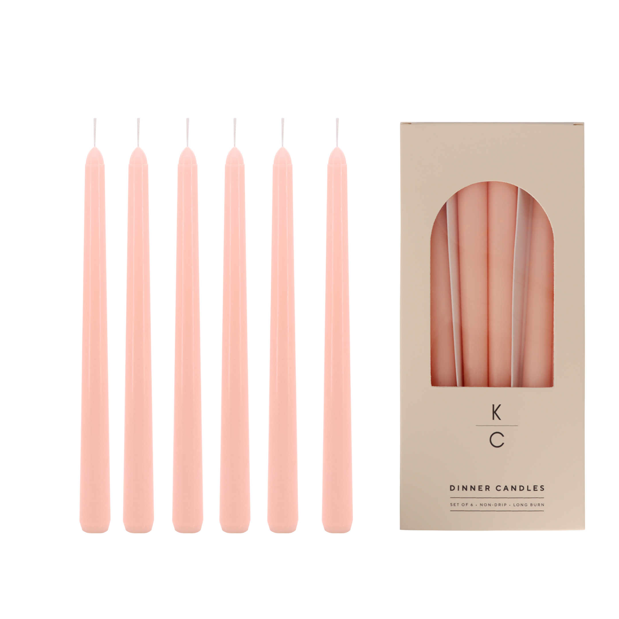 Peach 10-Inch Dinner Taper Candles (Box of 6)