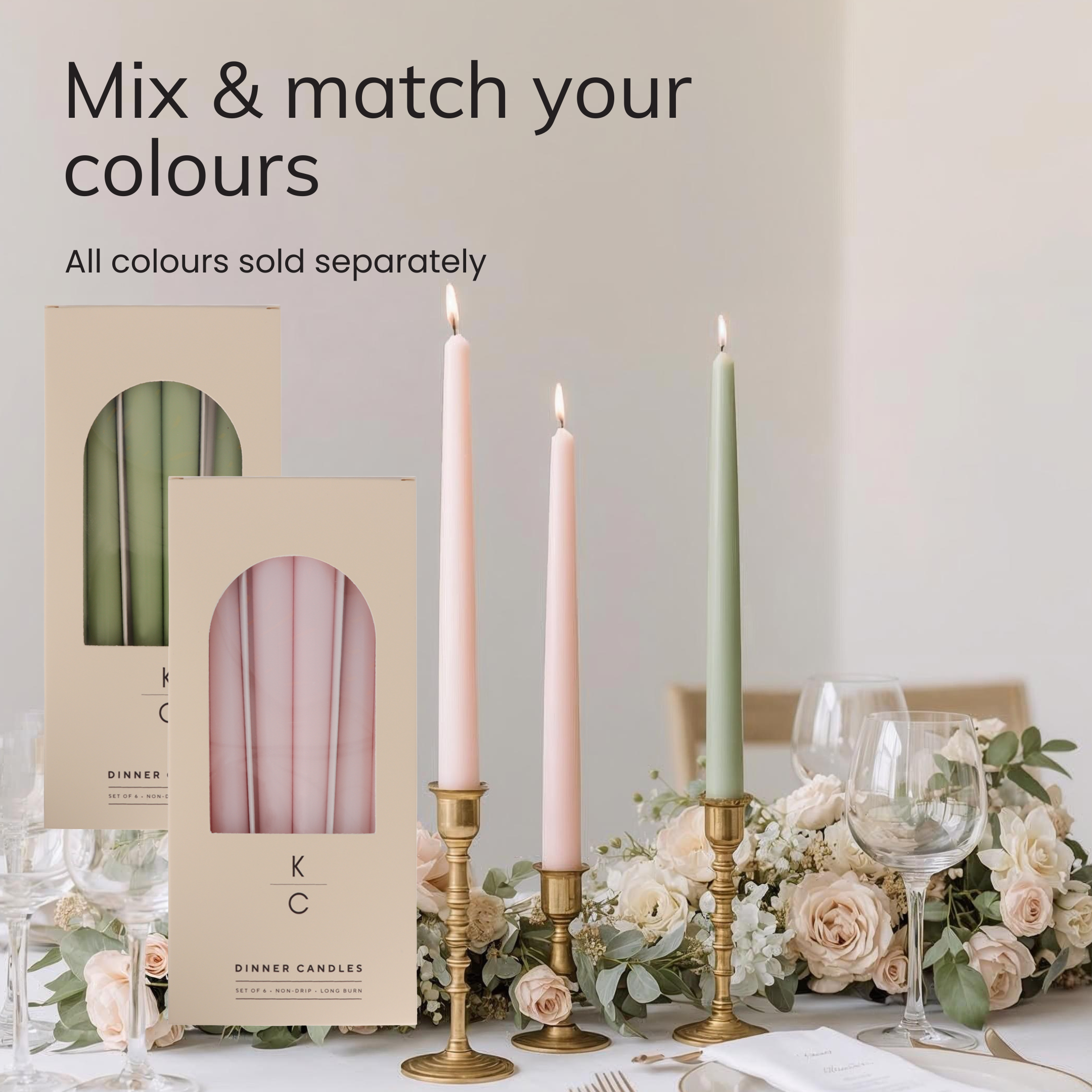 Pink Clouds 10-Inch Dinner Taper Candles (Box of 6)