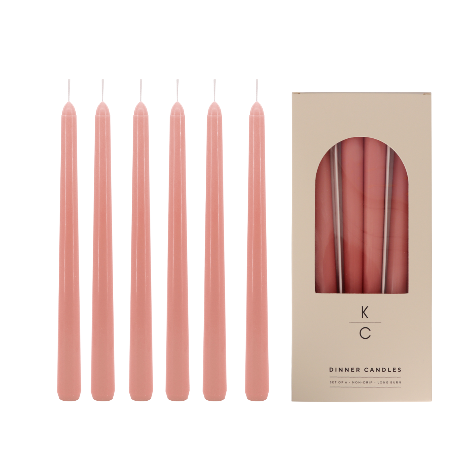 Coral 10-Inch Dinner Taper Candles (Box of 6)