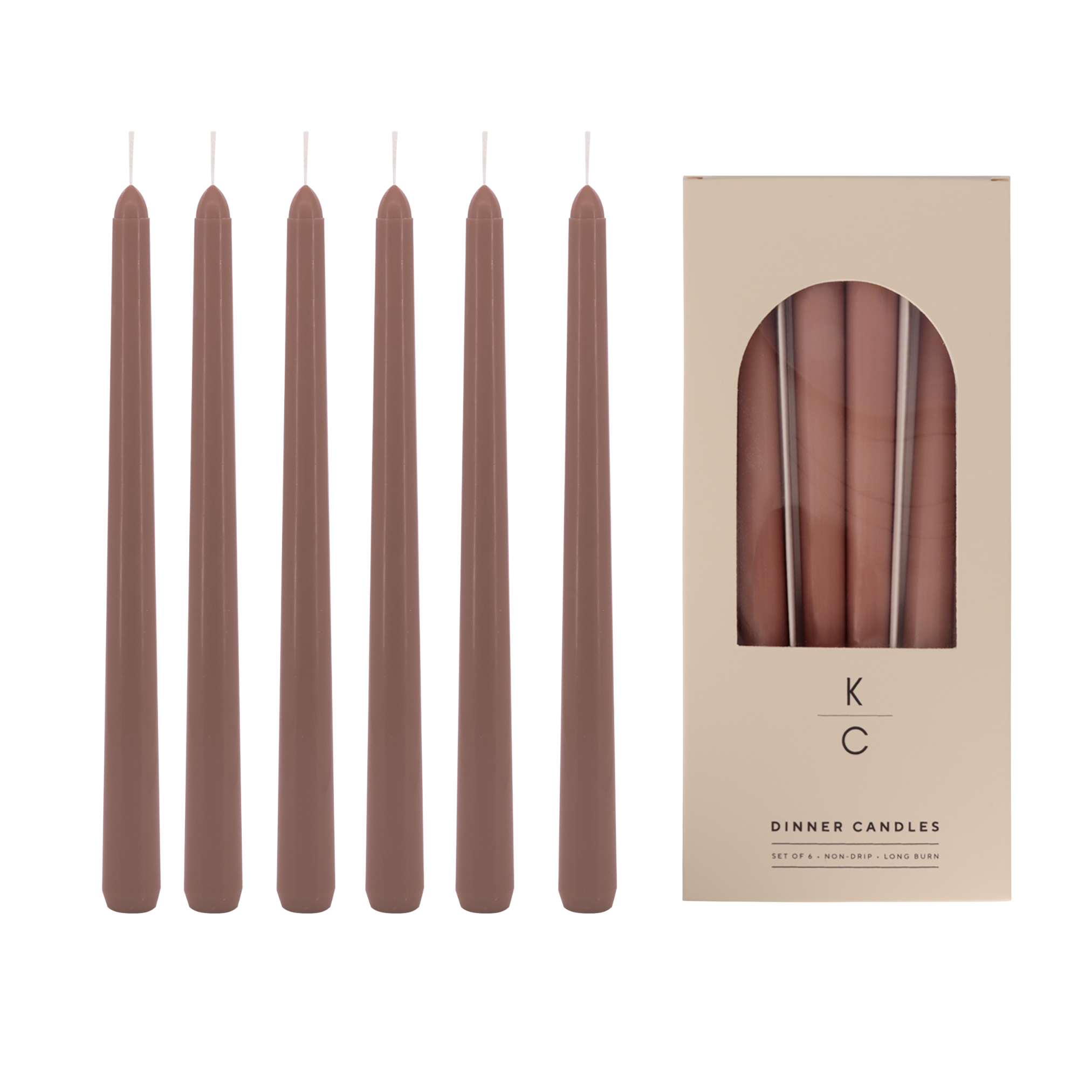 Latte 10-Inch Dinner Taper Candles (Box of 6)