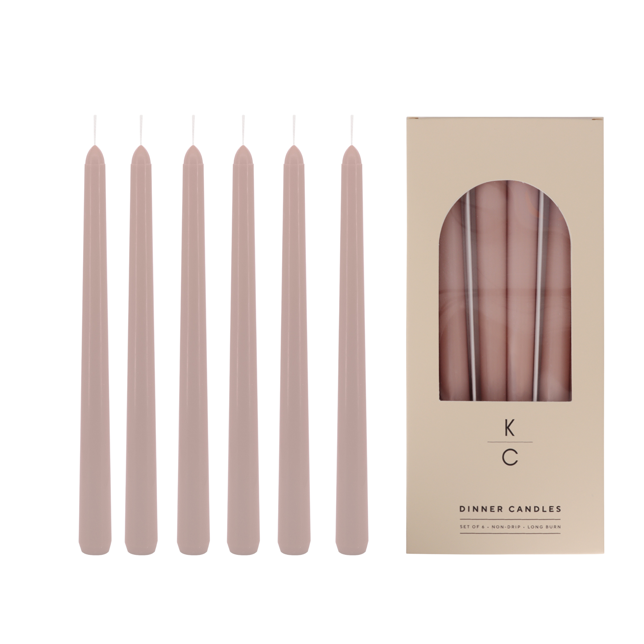Beige 10-Inch Dinner Taper Candles (Box of 6)
