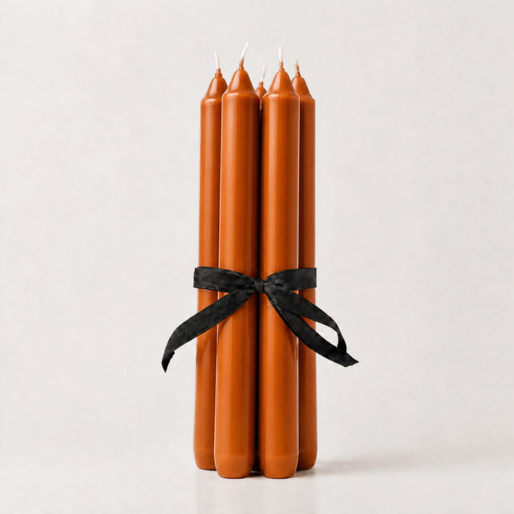 Rust Orange Hand Dipped Church Candles (Pack of 6)