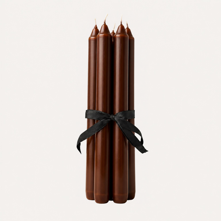Chocolate Brown Hand Dipped Church Candles (Pack of 6)