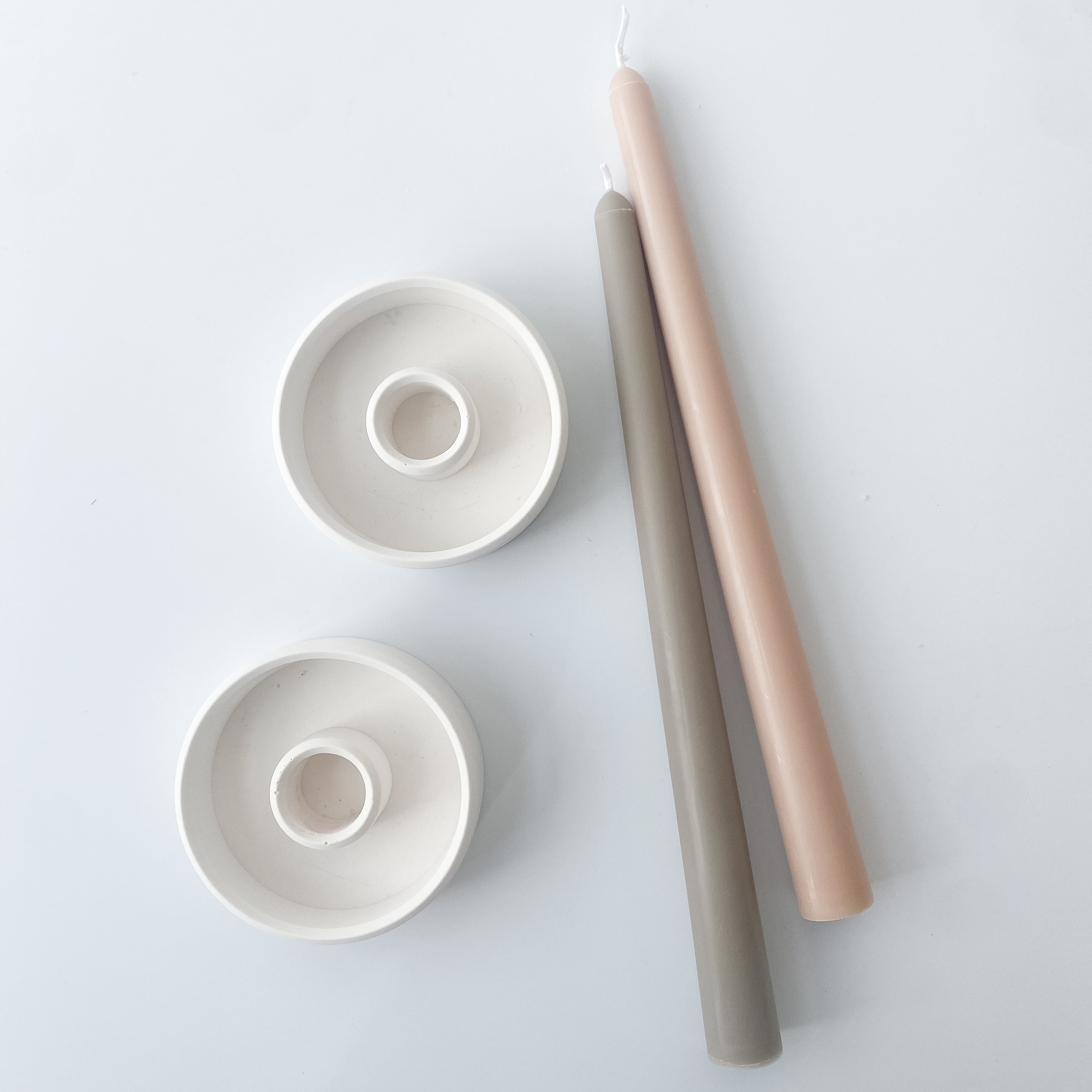 Round Concrete Ring Candlestick Holder set of 2