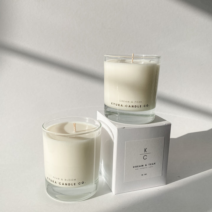 Cream & Teak Scented Candle