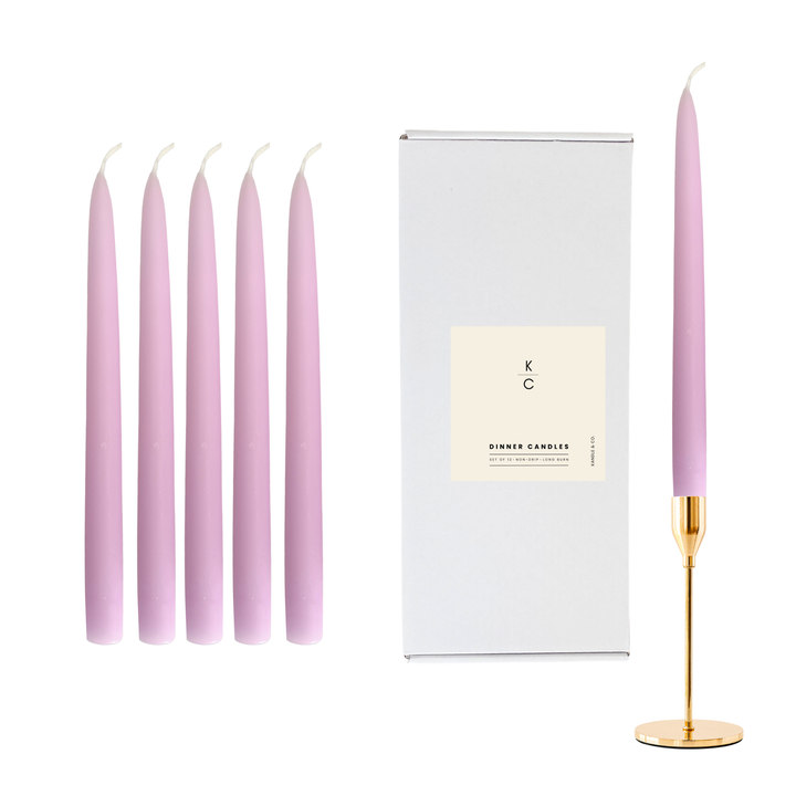Pastel Pink Dinner Candles — Pack of 12