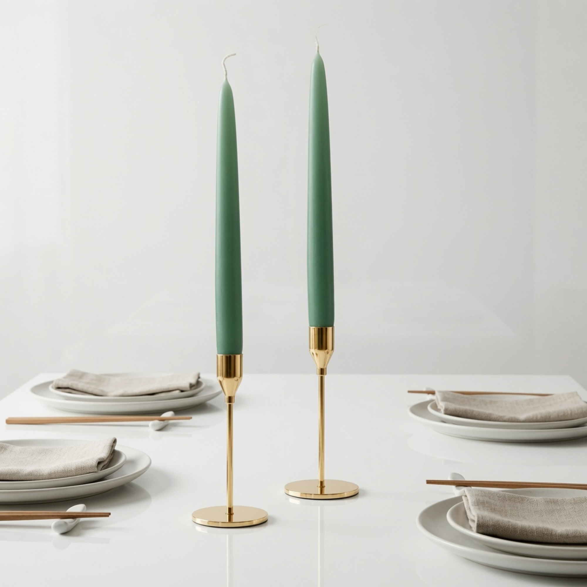 Jade Green Dinner Candles — Pack of 12