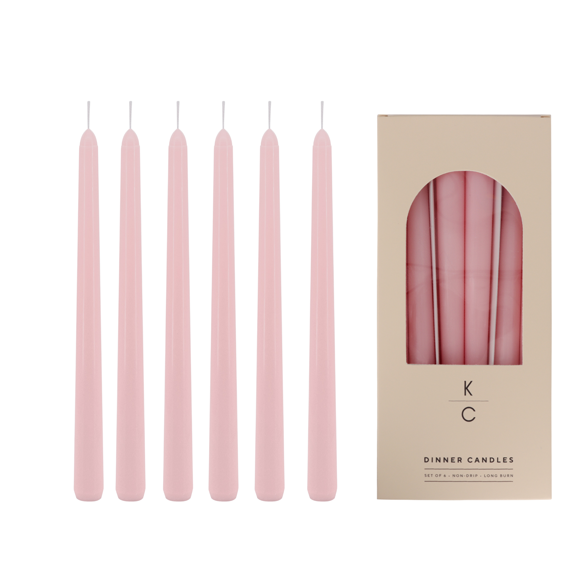 Blush Pink 10-Inch Dinner Taper Candles (Box of 6)