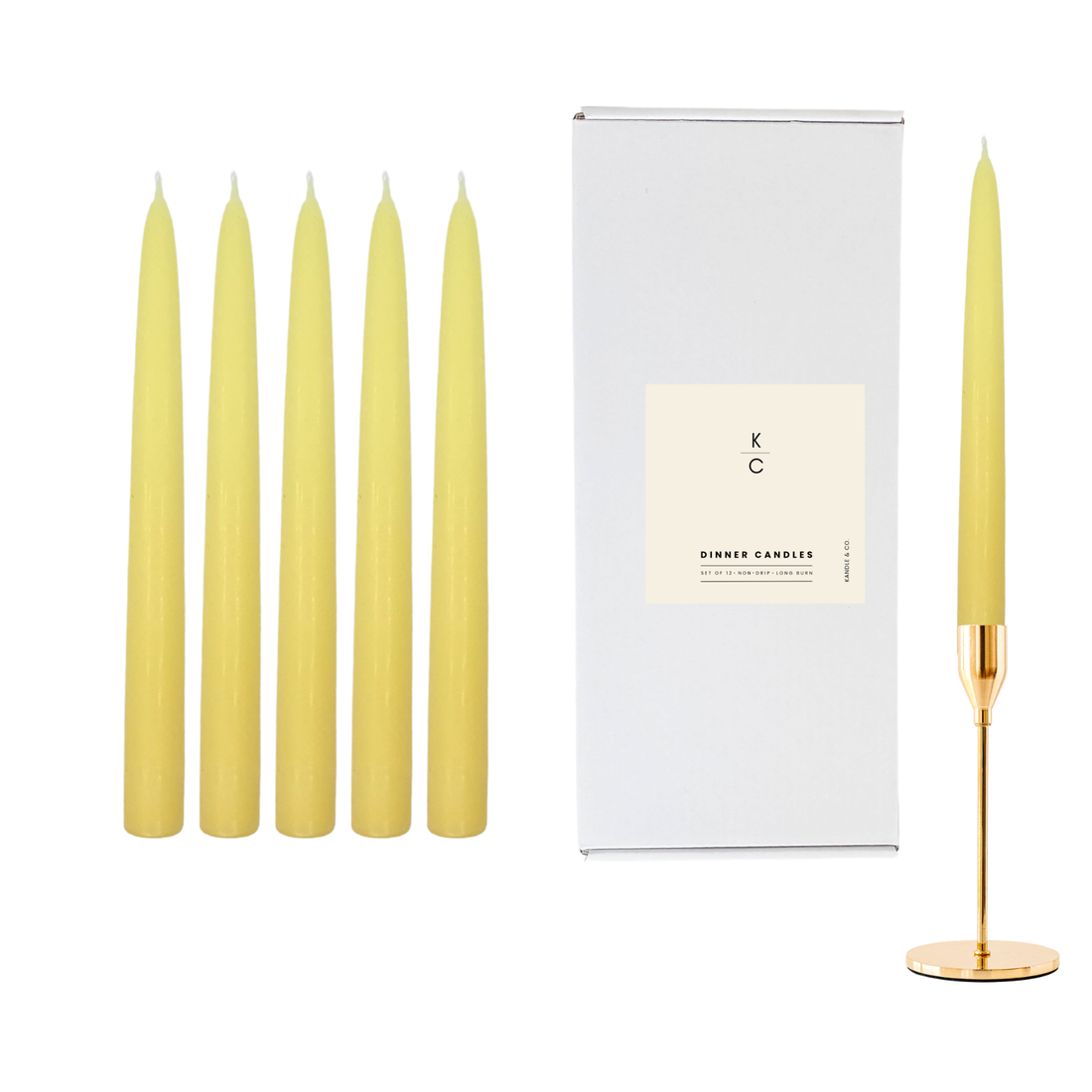 Lemon Yellow Dinner Candles — Pack of 12