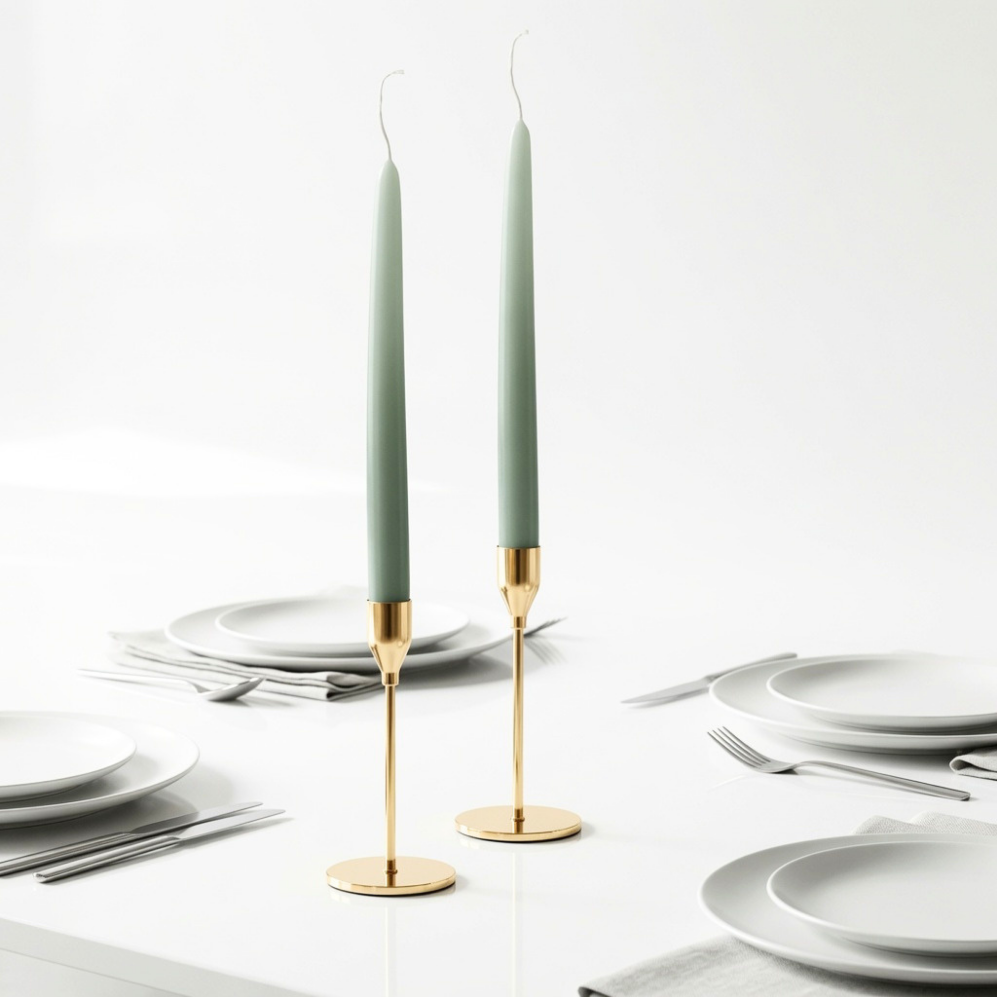 Sage Green Dinner Candles — Pack of 12
