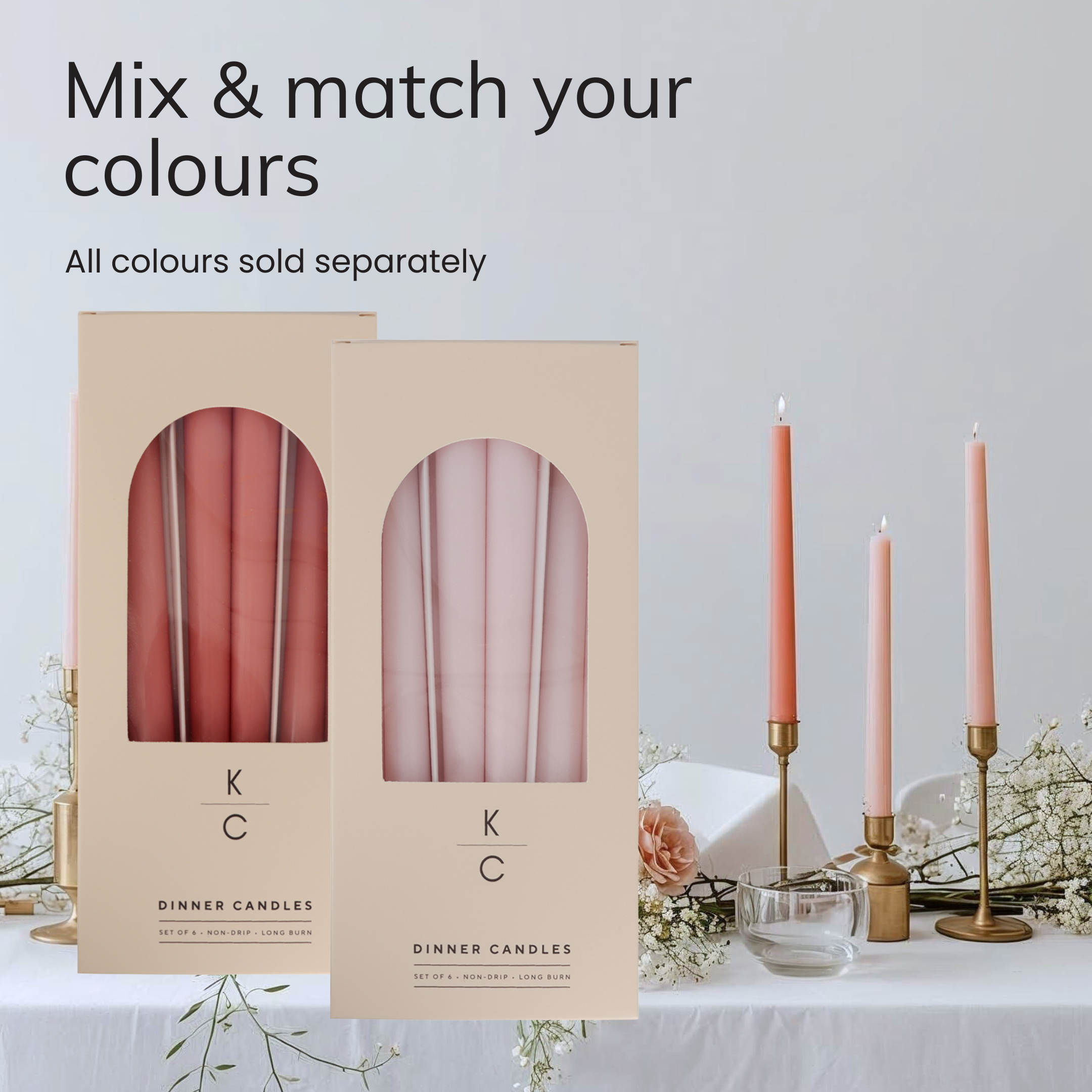 Pink Clouds 10-Inch Dinner Taper Candles (Box of 6)