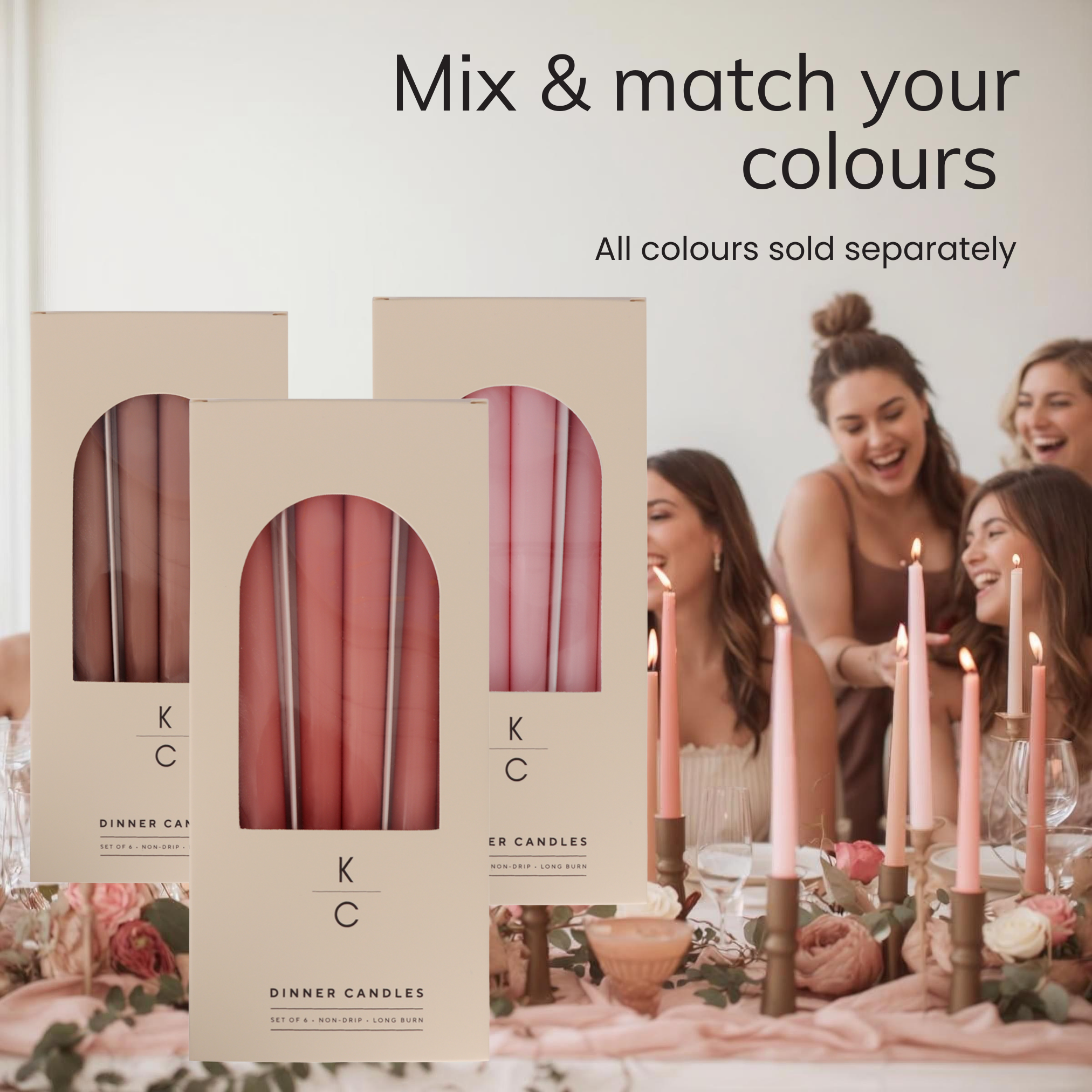 Coral 10-Inch Dinner Taper Candles (Box of 6)