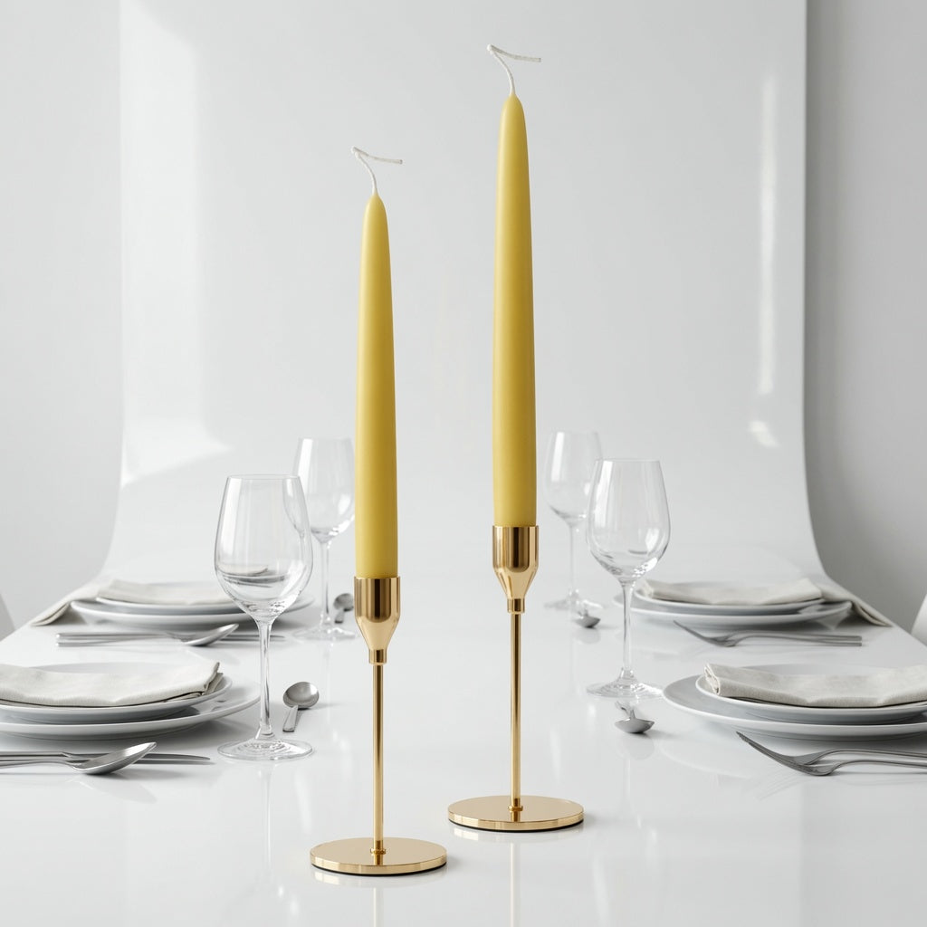 Lemon Yellow Dinner Candles — Pack of 12