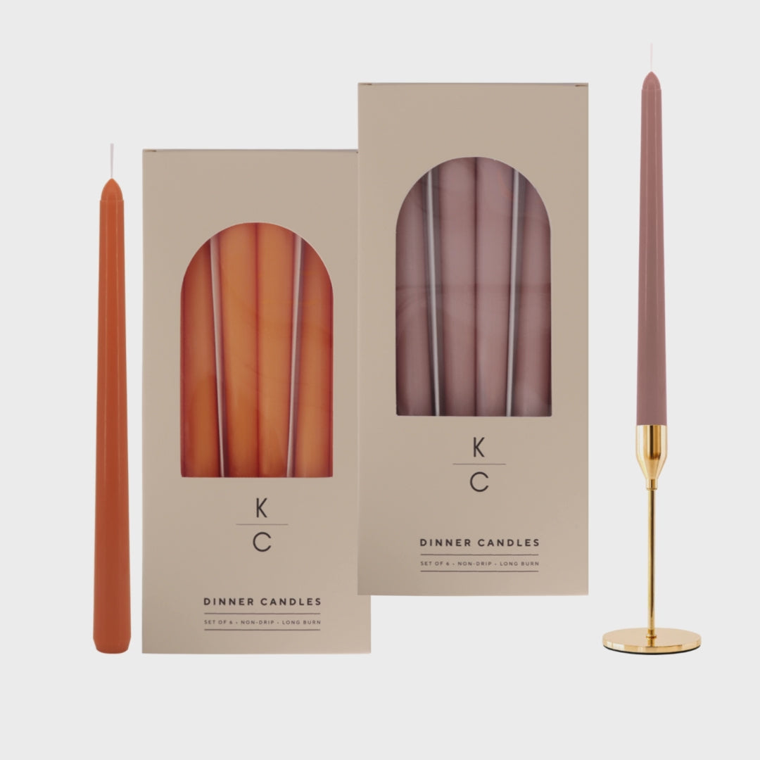 Orange 10-Inch Dinner Taper Candles Brown & Orange set (12 Candles)